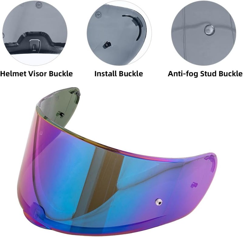 VCOROS Helmet Visor Shield For SEDICI Strada II and Strada 3 FF801 FF397 Motorcycle Helmets visor For FT2 VECTOR Helmets (Rainbow) - Image 2